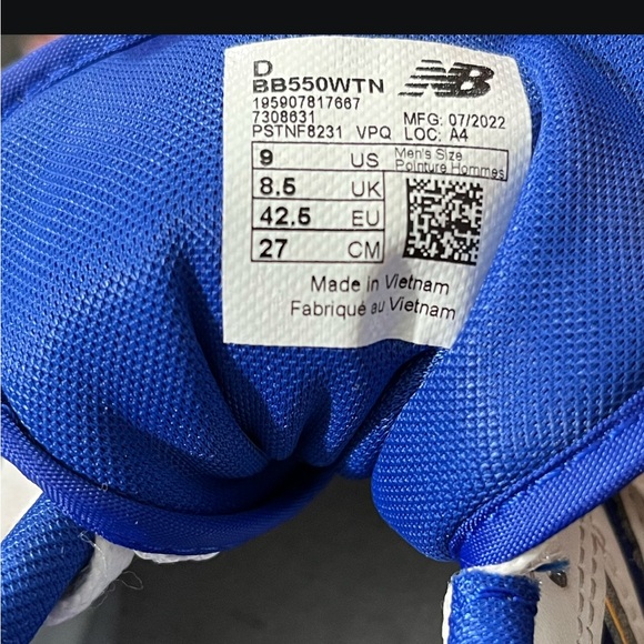 New Balance 550 Lakers White Infinity Blue - Picture 7 of 7
